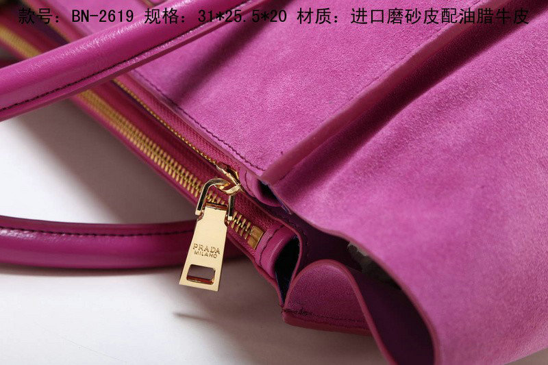 2014 Prada Suede Leather Tote Bag BN2619 lightpurple